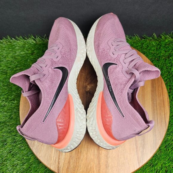Nike Epic React Flyknit 2 Shoes Womens 10 Plum Dust Athletic Running Sneakers - Picture 9 of 13